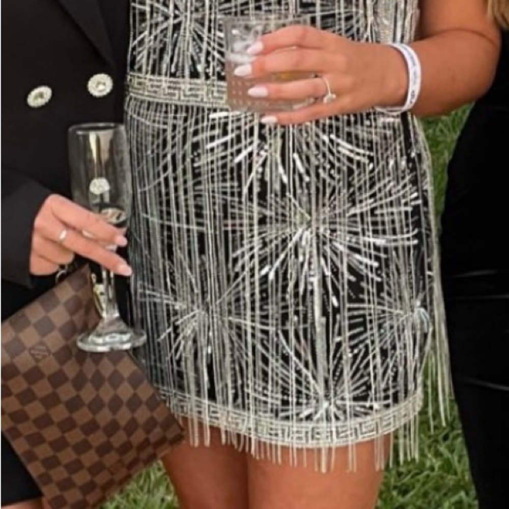 Retrofete Shimmering Silver Mini Dress